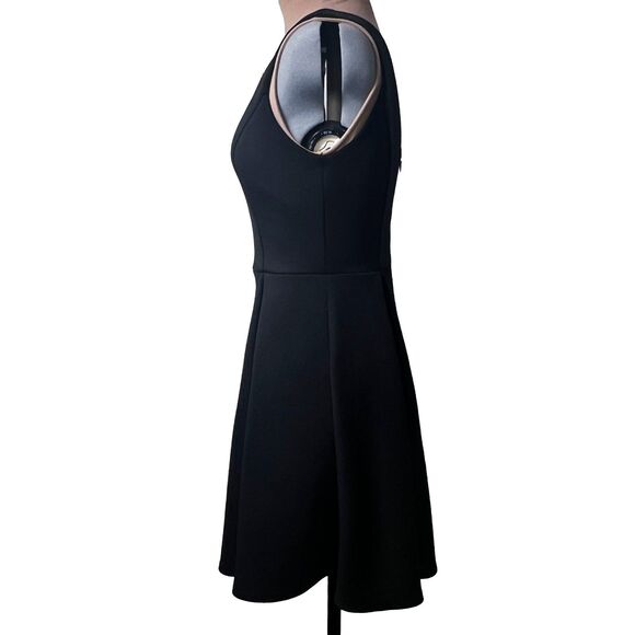 Desertcart Belize Double V-Neck Box Pleat Solid Ponte Black Party Dress - Picture 5 of 12